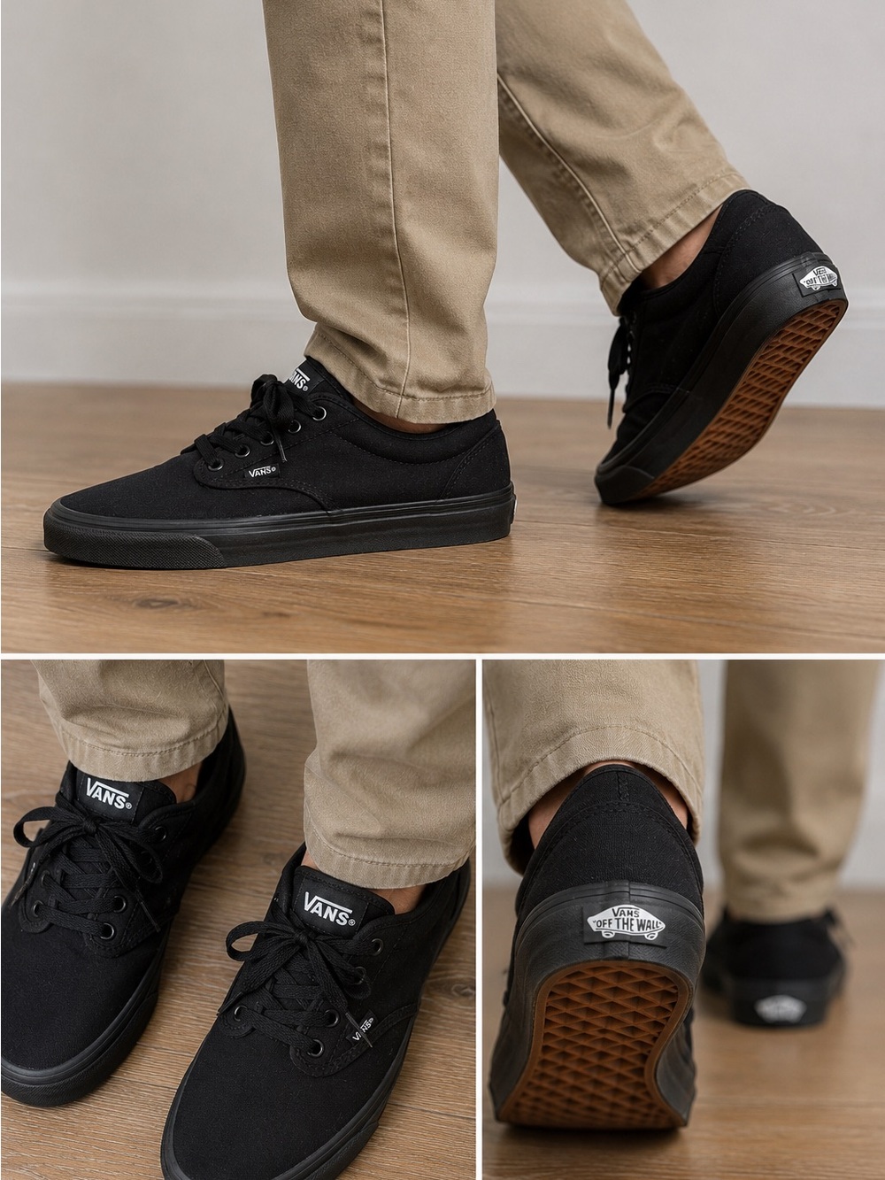Vans Authentic Black Canvas Sneakers – Unisex Casual Skate Shoes